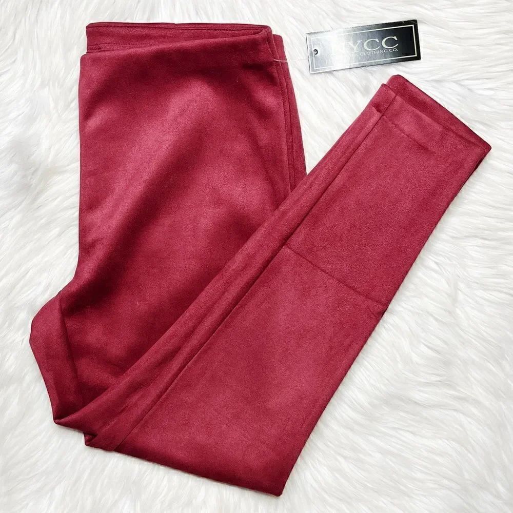 New York Clothing Co. Suede Skinny Pants Red Size Medium Petite